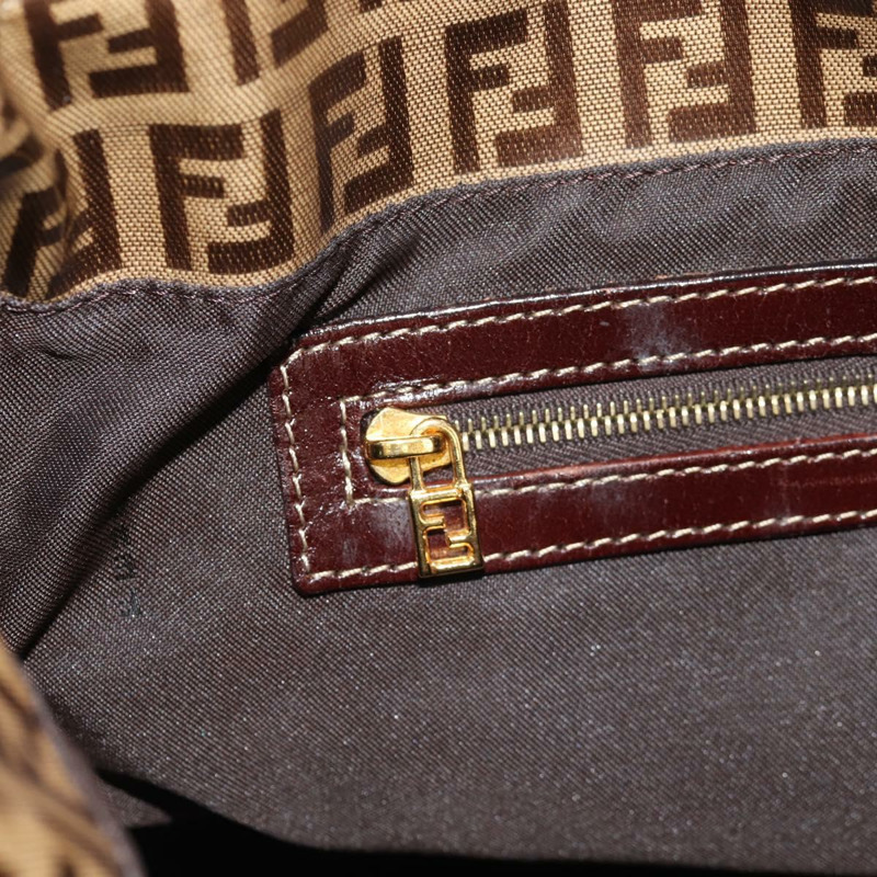 【日本直送】FENDI Zucchino帆布Mamma Baguette手袋琺瑯米色金色正品yk20093V-24