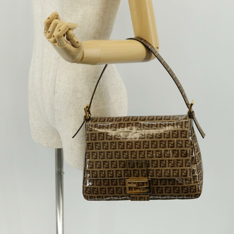 【日本直送】FENDI Zucchino帆布Mamma Baguette手袋琺瑯米色金色正品yk20093V-26