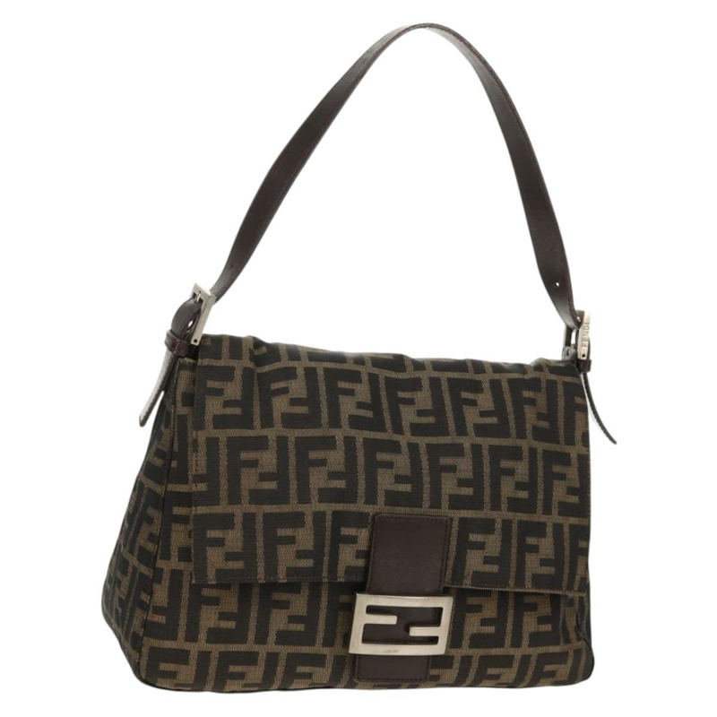 【日本直送】FENDI Zucca帆布Mamma Baguette單肩包 黑色棕色 正品 yk20092V-0