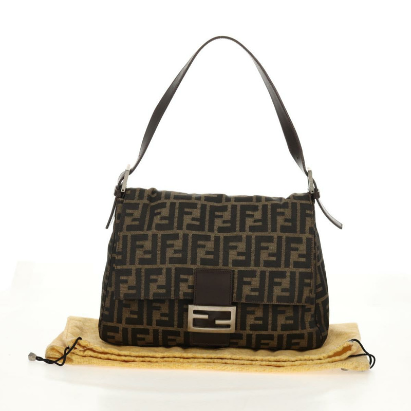 【日本直送】FENDI Zucca帆布Mamma Baguette單肩包 黑色棕色 正品 yk20092V-11