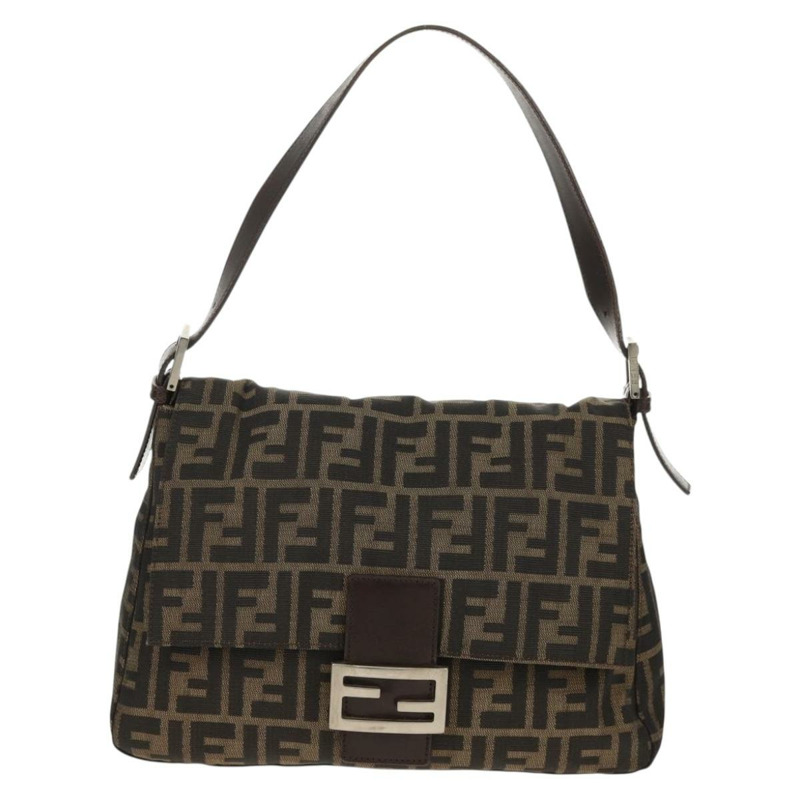 【日本直送】FENDI Zucca帆布Mamma Baguette單肩包 黑色棕色 正品 yk20092V-12