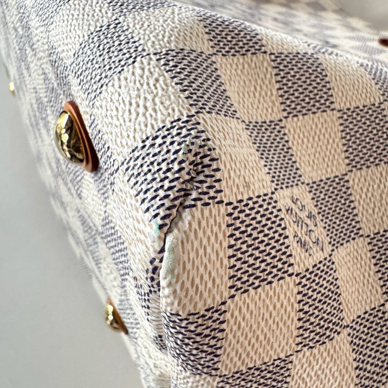 LV 限量 絕版 Cabas MM 白色 棋盤格 雙肩 托特包 購物包 N41375-4