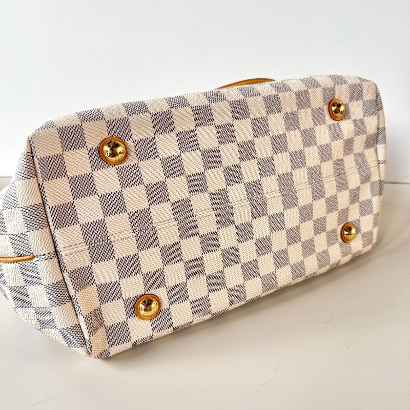 LV 限量 絕版 Cabas MM 白色 棋盤格 雙肩 托特包 購物包 N41375-6