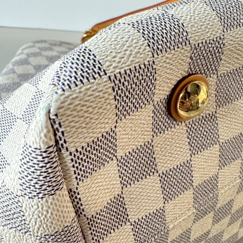 LV 限量 絕版 Cabas MM 白色 棋盤格 雙肩 托特包 購物包 N41375-7