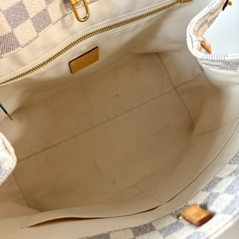 LV 限量 絕版 Cabas MM 白色 棋盤格 雙肩 托特包 購物包 N41375-8