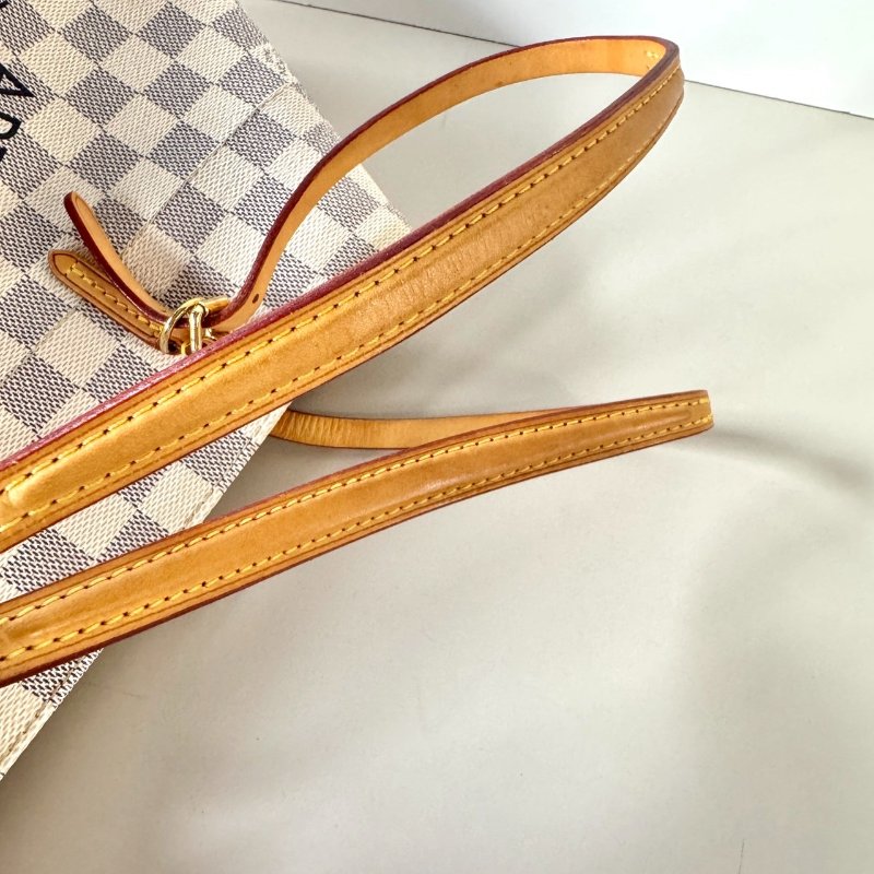 LV 限量 絕版 Cabas MM 白色 棋盤格 雙肩 托特包 購物包 N41375-11