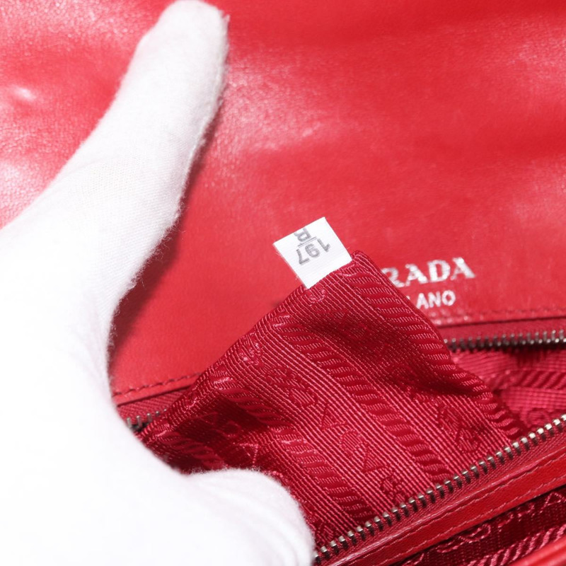【日本直送】PRADA 鏈條納帕皮革 Goful 單肩包 紅色 銀色 正品 157786-10