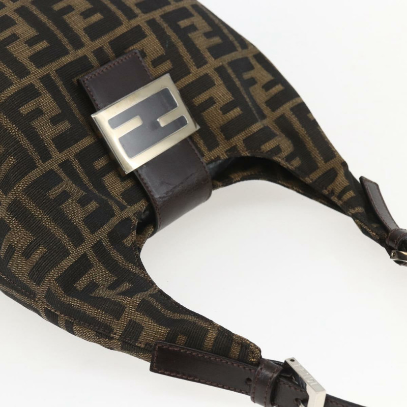 【日本直送】FENDI Zucca帆布Mamma Baguette單肩包 黑色棕色 正品 156656V-5