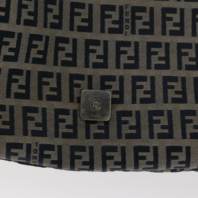 【日本直送】FENDI Zucchino 帆布 Mamma Baguette 單肩包 海軍藍 銀色 正品 156654V-8