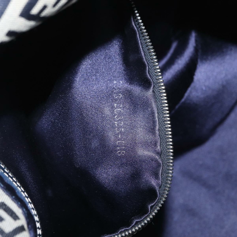 【日本直送】FENDI Zucchino 帆布 Mamma Baguette 單肩包 海軍藍 銀色 正品 156654V-10
