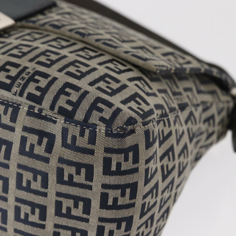 【日本直送】FENDI Zucchino 帆布 Mamma Baguette 單肩包 海軍藍 銀色 正品 156654V-15