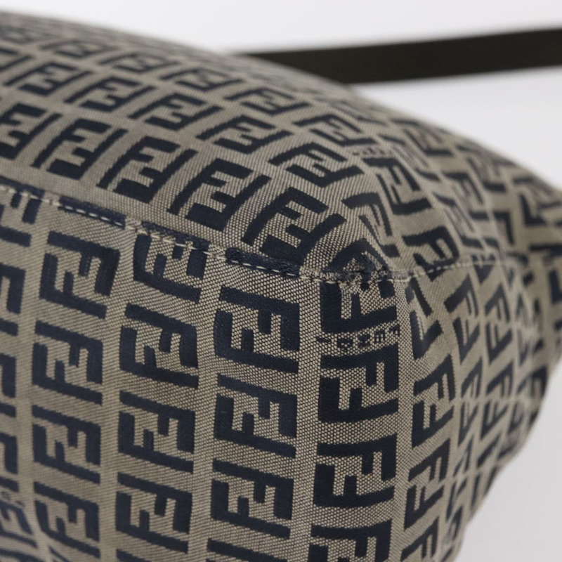 【日本直送】FENDI Zucchino 帆布 Mamma Baguette 單肩包 海軍藍 銀色 正品 156654V-17