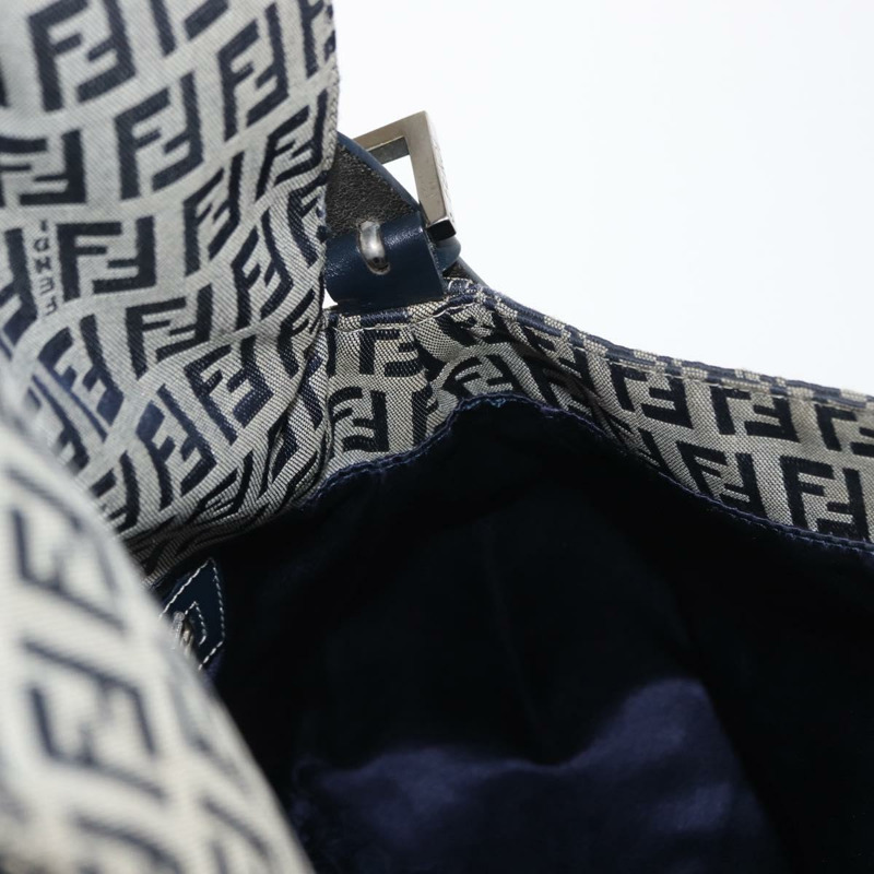【日本直送】FENDI Zucchino 帆布 Mamma Baguette 單肩包 海軍藍 銀色 正品 156654V-22