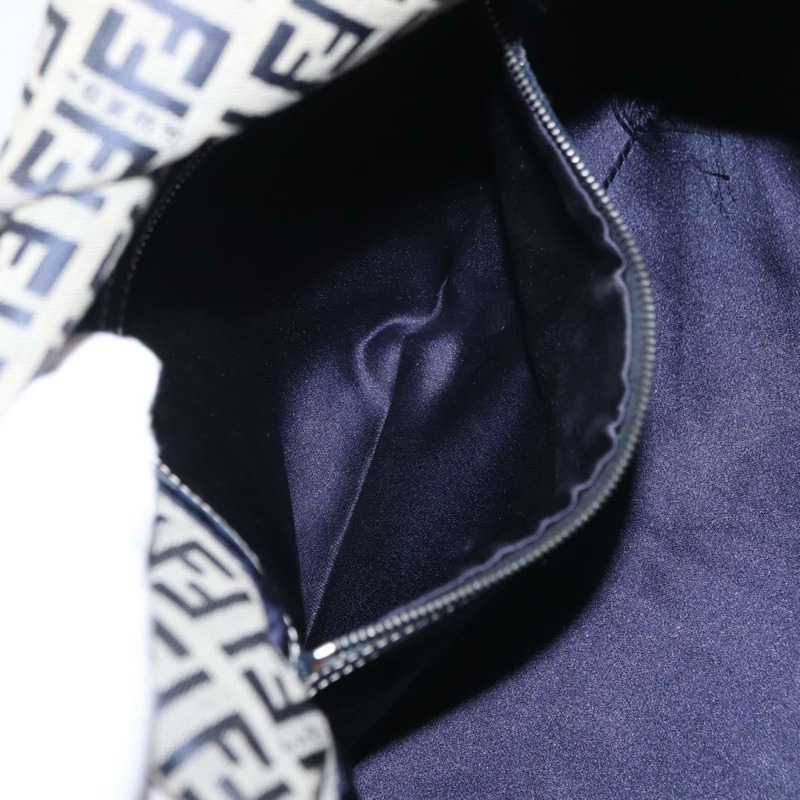 【日本直送】FENDI Zucchino 帆布 Mamma Baguette 單肩包 海軍藍 銀色 正品 156654V-25