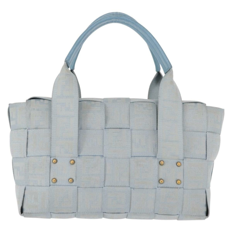 【日本直送】FENDI Zucca帆布手提包 淺藍色 金色 正品 151194V-1