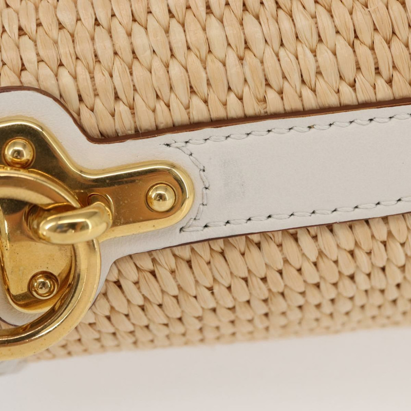 【日本直送】PRADA 肩背包 Saffiano 皮革 Raffia 米色金色 正品 155954SAM-4