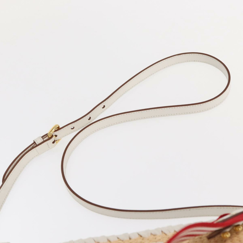 【日本直送】PRADA 肩背包 Saffiano 皮革 Raffia 米色金色 正品 155954SAM-14