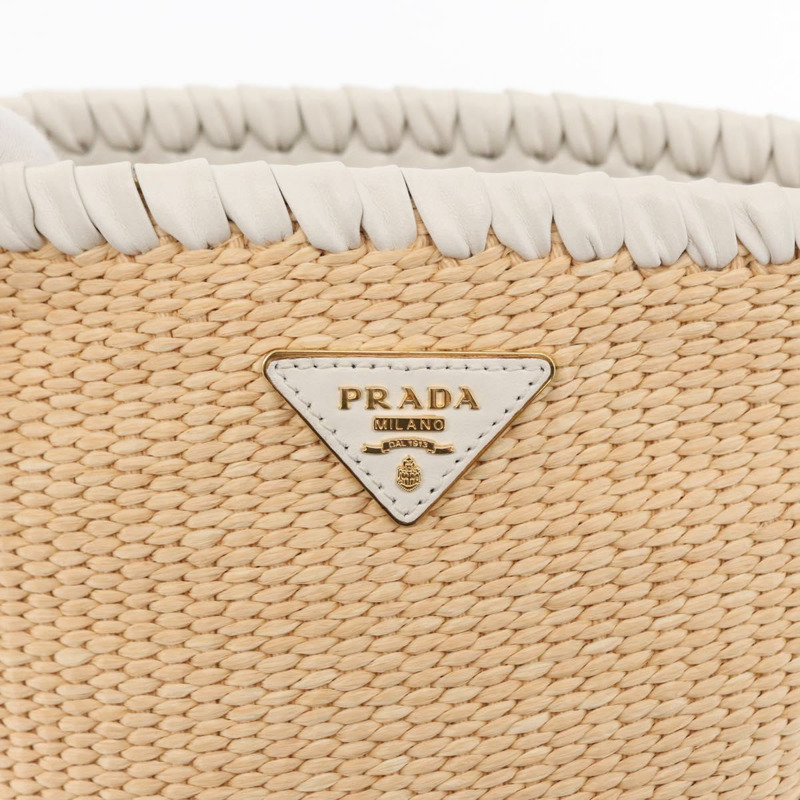 【日本直送】PRADA 肩背包 Saffiano 皮革 Raffia 米色金色 正品 155954SAM-20