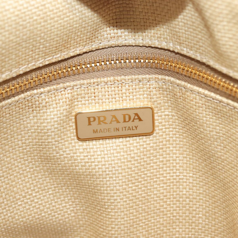 【日本直送】PRADA 肩背包 Saffiano 皮革 Raffia 米色金色 正品 155954SAM-21