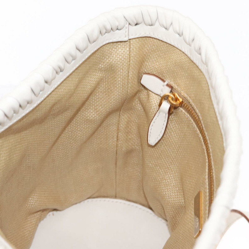 【日本直送】PRADA 肩背包 Saffiano 皮革 Raffia 米色金色 正品 155954SAM-23