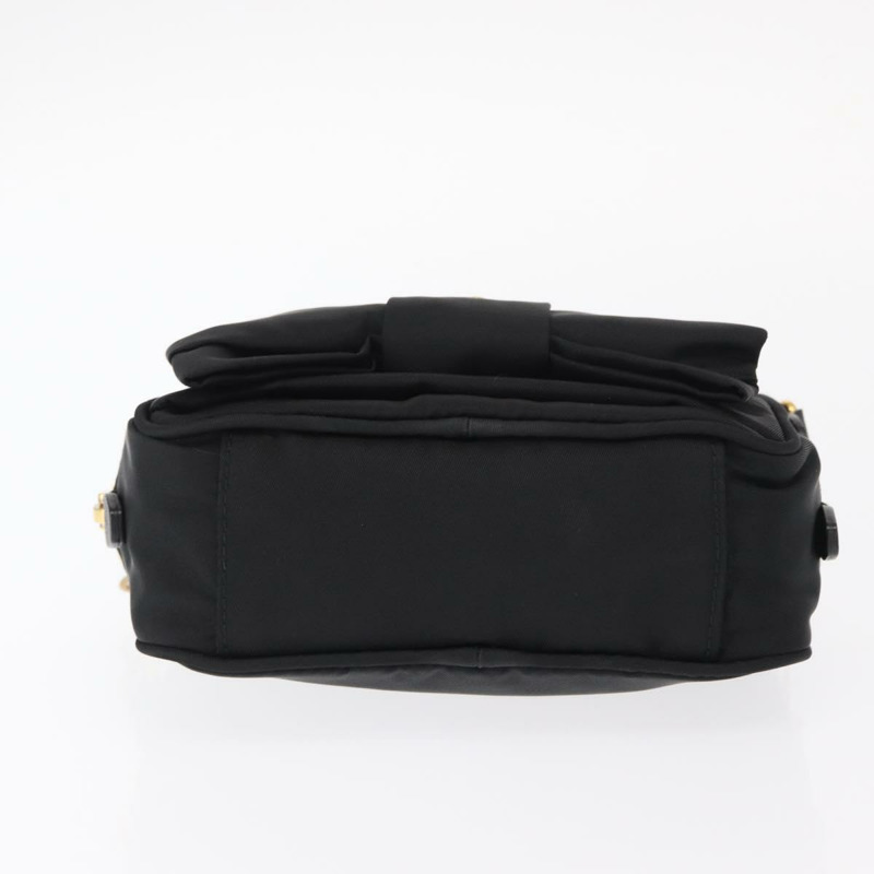 【日本直送】PRADA 尼龍黑色金色鏈條單肩包 Auth 151199V-4