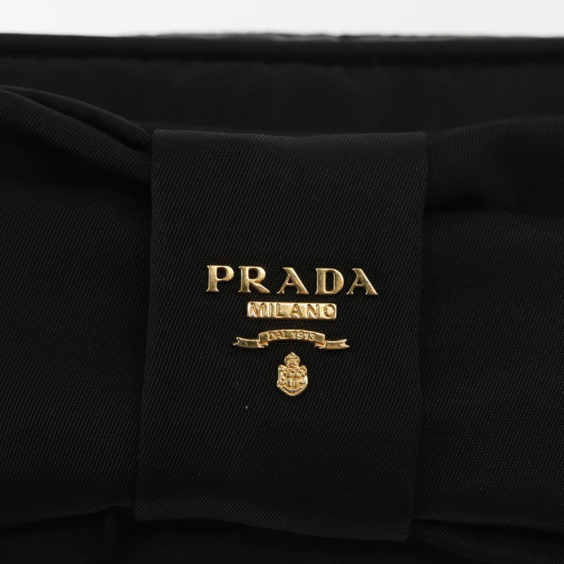 【日本直送】PRADA 尼龍黑色金色鏈條單肩包 Auth 151199V-19