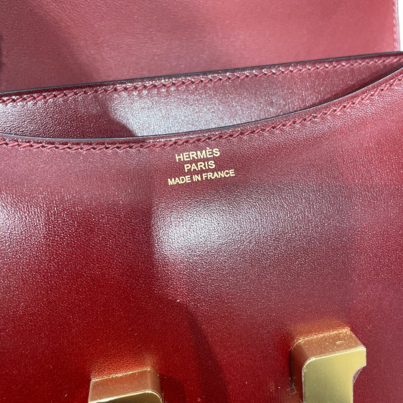 HERMES 愛馬仕 CONSTANCE 19 康康包 BOX皮 酒紅色 金釦-11