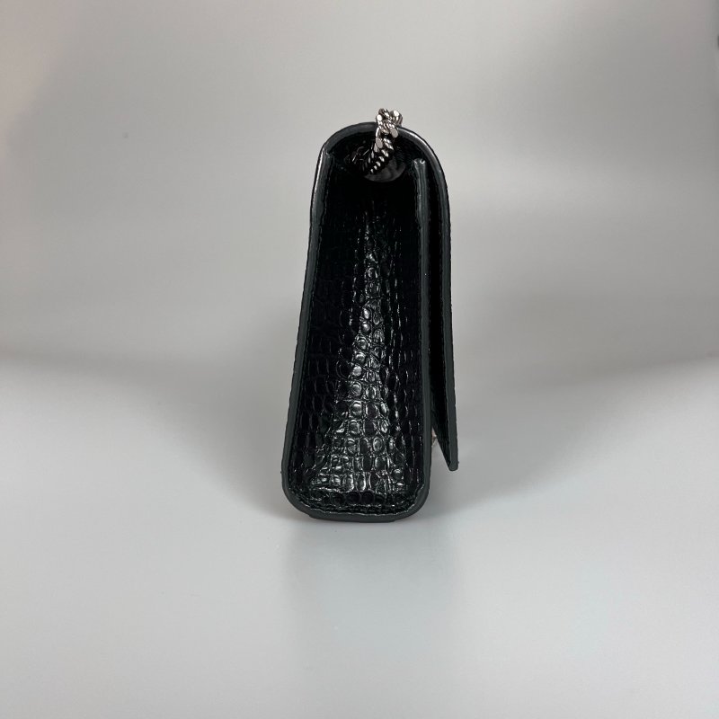 YSL 黑鱷魚紋流蘇銀扣KATE包中號-3