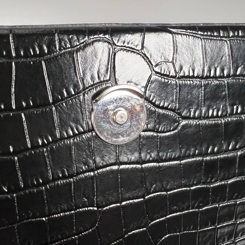 YSL 黑鱷魚紋流蘇銀扣KATE包中號-9