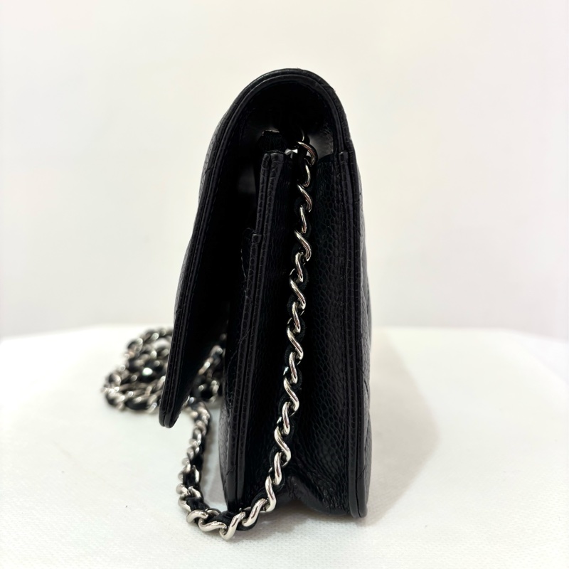 CHANEL黑荔枝牛皮銀釦磁吸式WOC-3