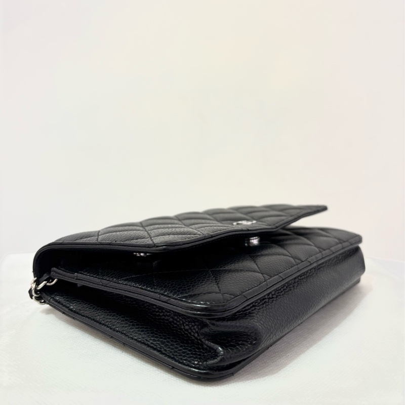 CHANEL黑荔枝牛皮銀釦磁吸式WOC-6