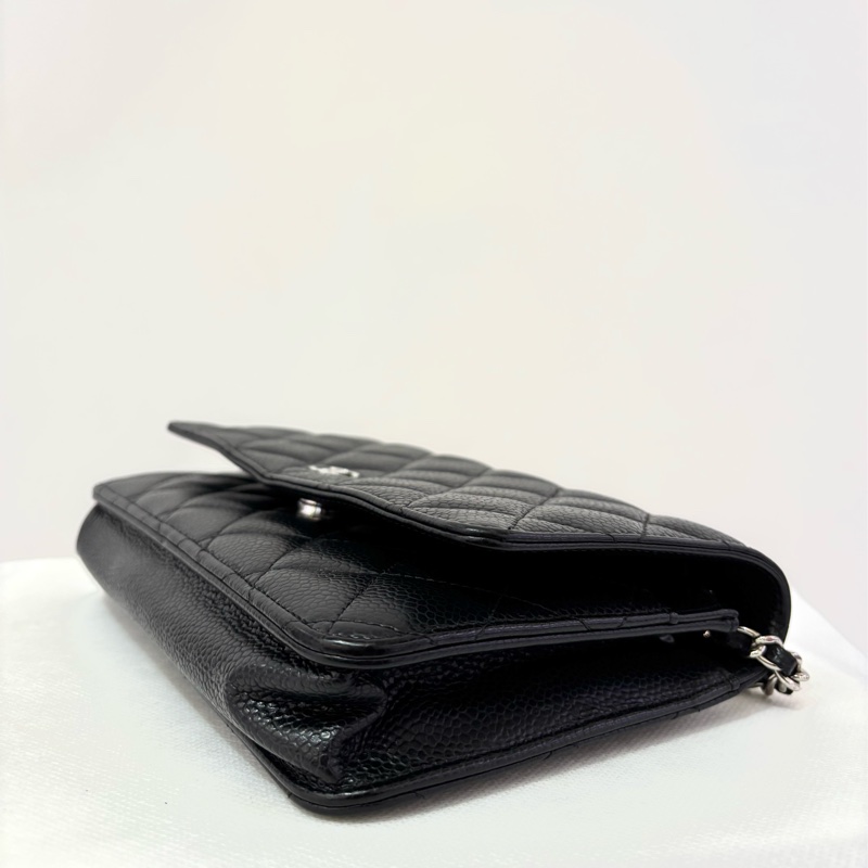 CHANEL黑荔枝牛皮銀釦磁吸式WOC-7