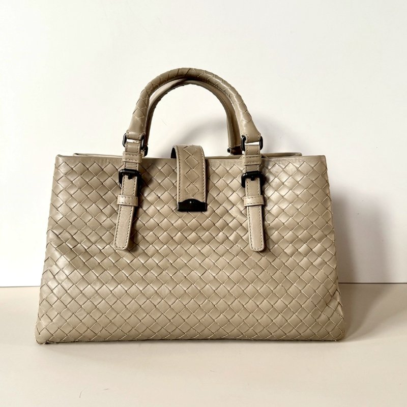 BOTTEGA VENETA ROMA BV 卡其色 皮革 編織 羅馬包 小號 三層 兩用包-1