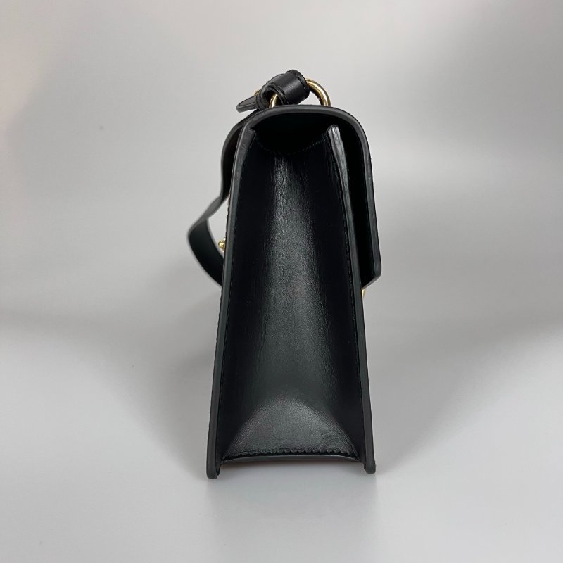 GUCCI 421882  黑塞爾維亞緞帶單肩包中號-3