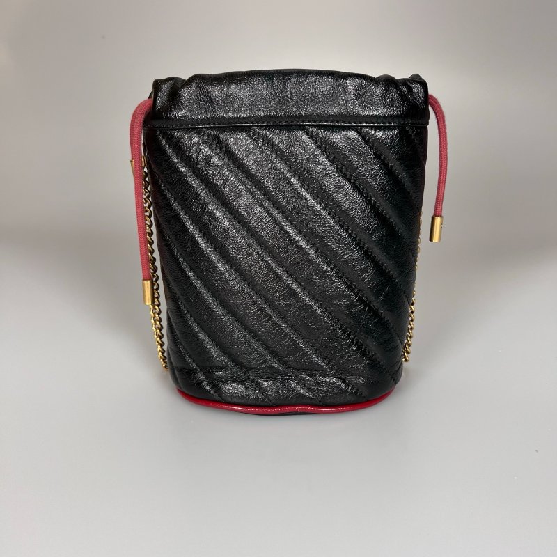 GUCCI 573817 黑Marmont紅抽繩雙G水桶包-1