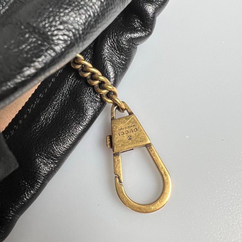 GUCCI 573817 黑Marmont紅抽繩雙G水桶包-7