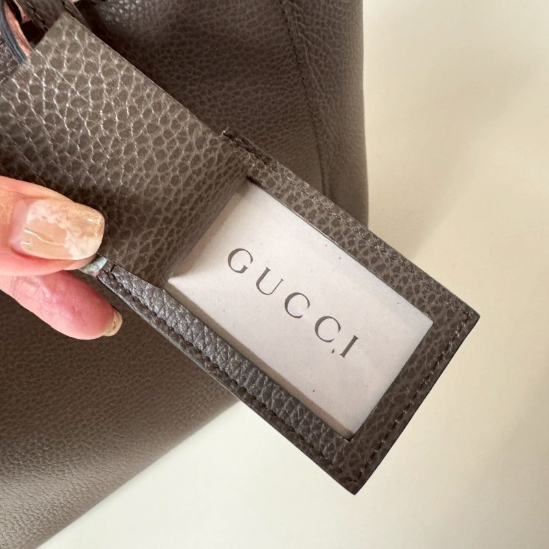 GUCCI SWING系列 深灰 拚 粉紅 撞色 牛皮 磁吸 雙肩 托特包 354408-8