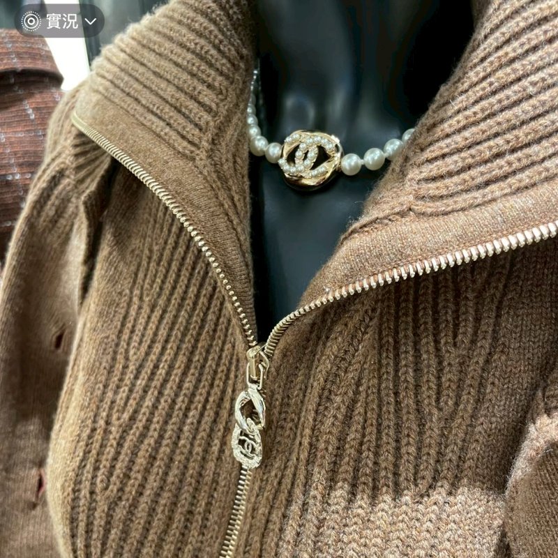 CHANEL 不規則簍空金色方塊 雙C 珍珠 可調節 項鍊 頸鍊-6