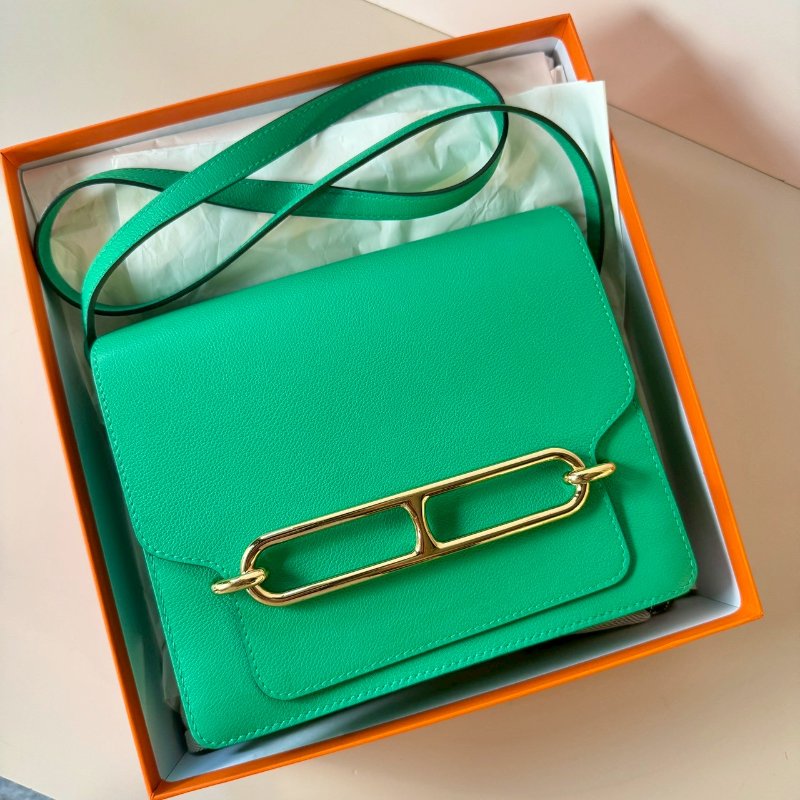 HERMES Roulis 23 cm 豬鼻子包 6W 薄荷綠 EC皮 金扣 Z刻-0