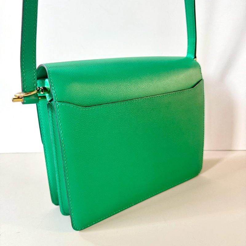 HERMES Roulis 23 cm 豬鼻子包 6W 薄荷綠 EC皮 金扣 Z刻-5