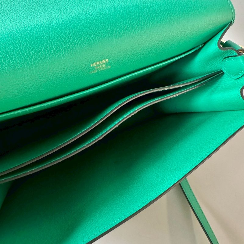 HERMES Roulis 23 cm 豬鼻子包 6W 薄荷綠 EC皮 金扣 Z刻-7