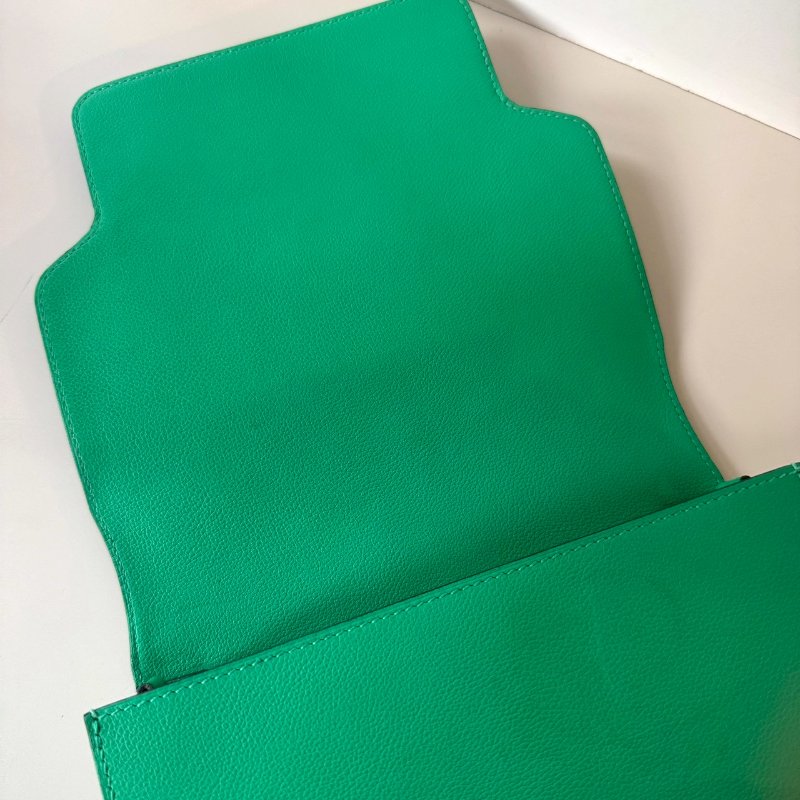 HERMES Roulis 23 cm 豬鼻子包 6W 薄荷綠 EC皮 金扣 Z刻-8