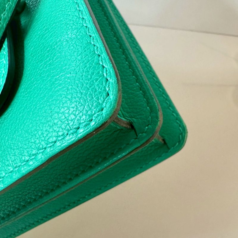 HERMES Roulis 23 cm 豬鼻子包 6W 薄荷綠 EC皮 金扣 Z刻-9