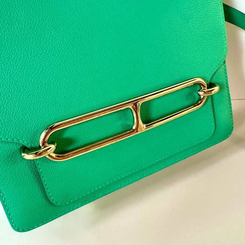 HERMES Roulis 23 cm 豬鼻子包 6W 薄荷綠 EC皮 金扣 Z刻-10