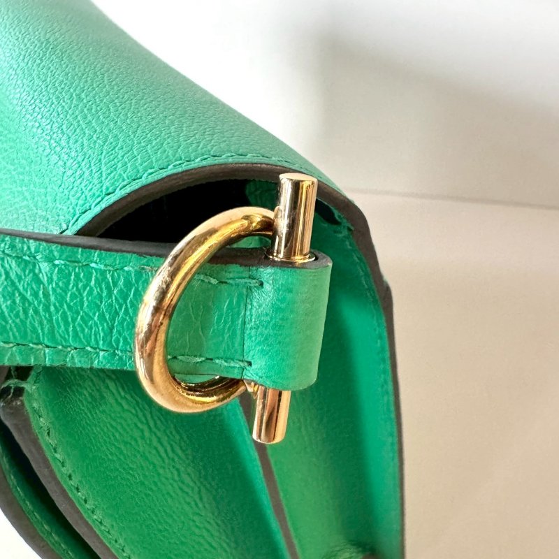 HERMES Roulis 23 cm 豬鼻子包 6W 薄荷綠 EC皮 金扣 Z刻-11