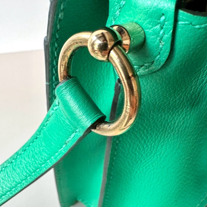 HERMES Roulis 23 cm 豬鼻子包 6W 薄荷綠 EC皮 金扣 Z刻-12
