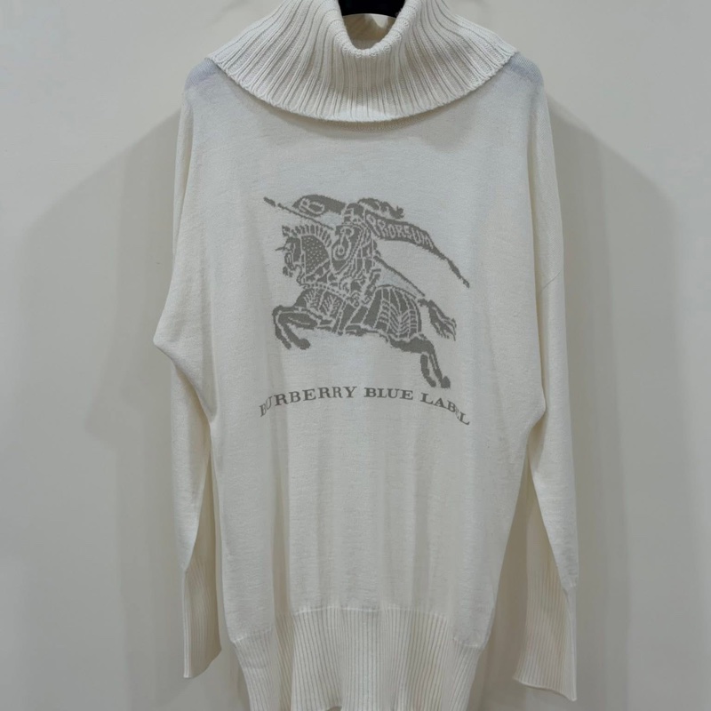 BURBERRY 藍標 大戰馬長版毛料高領毛衣-0