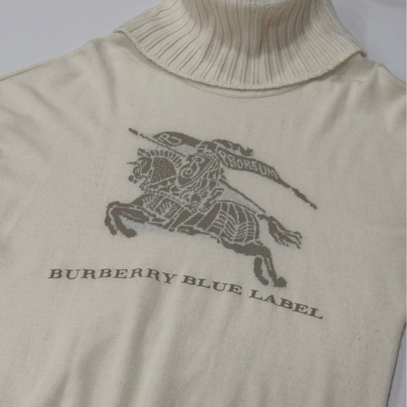 BURBERRY 藍標 大戰馬長版毛料高領毛衣-2