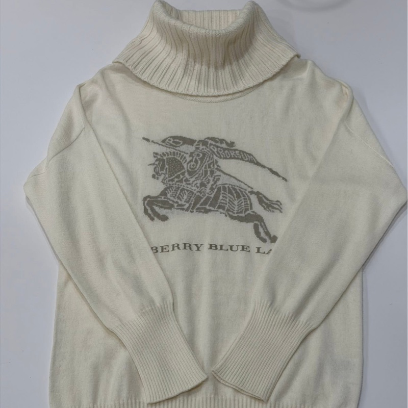 BURBERRY 藍標 大戰馬長版毛料高領毛衣-5
