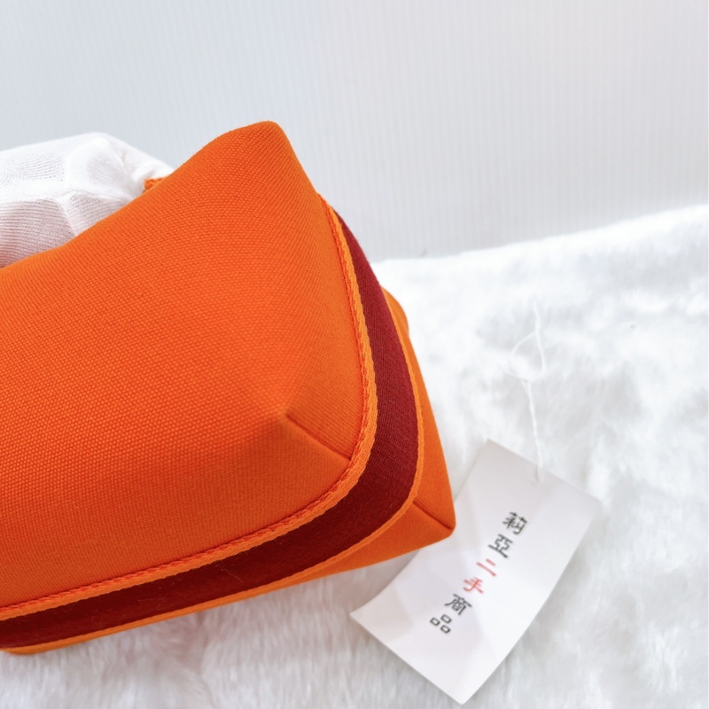 莉亞精品♡Hermes 飯盒 橘拼深紅手把 二手-9